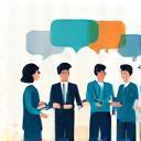 Icono representando desarrollo de cultura corporativa con equipo colaborando